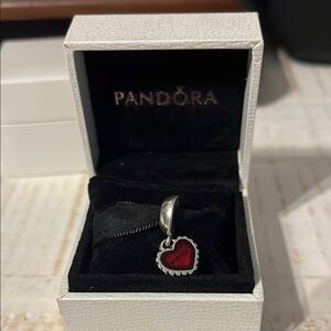 Pandora Silver and Red Heart “Mother” Charm